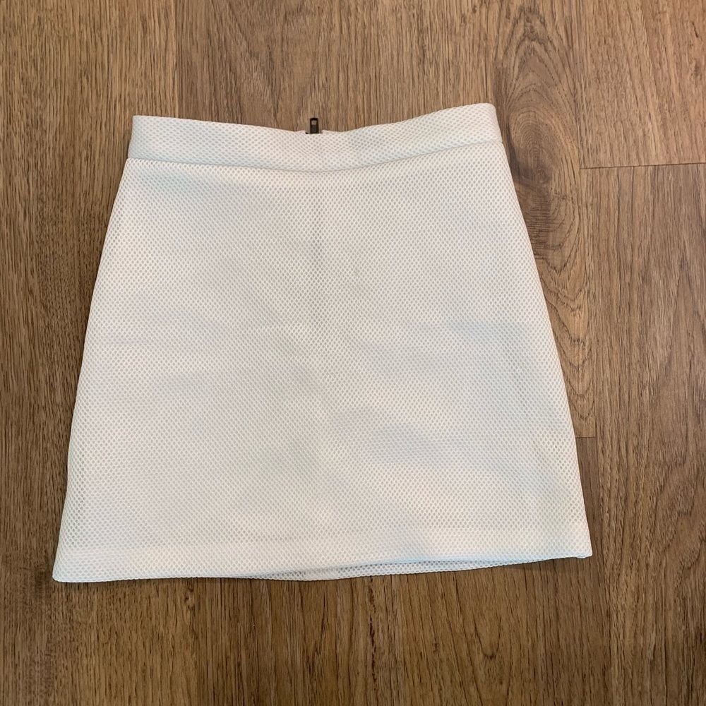 Topshop A-line, mesh textured fabric mini white skirt